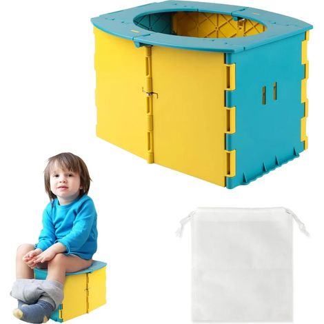 Siège de toilette pliant pour enfants en voyage, pot bébé portable, WC toilette pour tout-petits 12-36 mois, bleu (1/5)