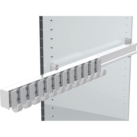 Porte ceintures coulissant - Décor : Gris alu - Hauteur : 90 mm - Largeur : 85 mm - Matériau : Nylon / Aluminium - Profondeur : 510 mm - Sortie : 310 mm - AMBOS (1/2)