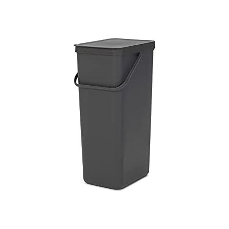 Brabantia 251047 Sort and Go Pattumiera 40 L Coperchio Stay Open Maniglia di Trasporto Riciclabile al 100% colore Grigio (1/5)