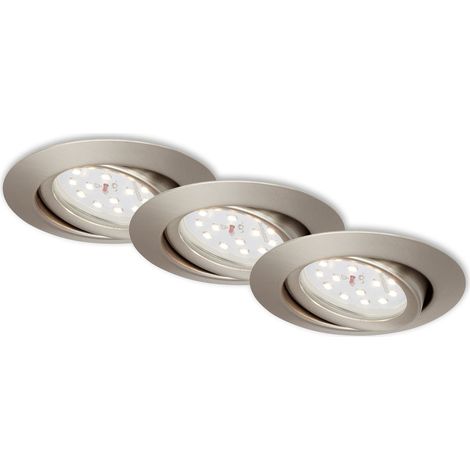 3er Set LED Einbauleuchte, Ø 8,2 cm, 3,5 W, Matt-Nickel, Briloner Leuchten