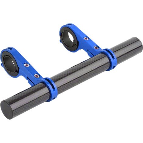 Rallonge de guidon de vélo légère en fibre de carbone et alliage d'aluminium pour support de téléphone, lampe torche, bleue, double pince (1/5)