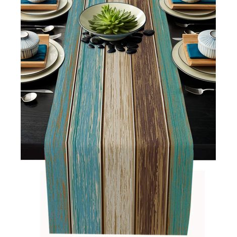 Placemat - Table Runner - 33 cm x 90 cm - Tissu Polyester - Design Rayé Multicolore - 1 Pièce (1/5)