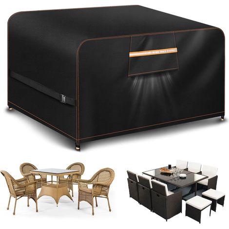 1 Housse Table De Jardin 420D Oxford Imperméable Avec éVent D'Air Résistante Au Vent Pour Salon Extérieur (1/5)