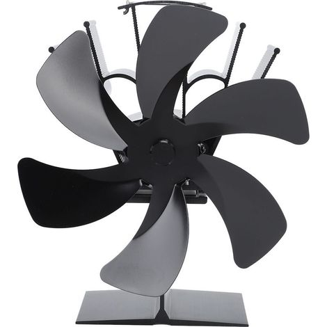 Fan of pan Vertical to 6 blades, powered by the heat, handle to Circulation hot fast, Design upper for fireplace, black (1/5)