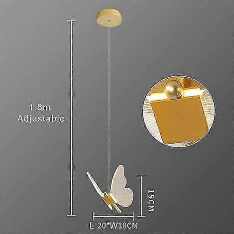 Applique murale LED papillon, lampe de chevet, éclairage intérieur pour chambre à coucher ou salon, luminaire d'ambiance (suspension 1 tête, lumière blanche) (1/4)