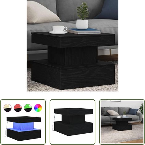 LED Beleuchtung - Couchtisch mit LED-Leuchten Schwarz Eichen-Optik 50x50x40 cm (1/5)