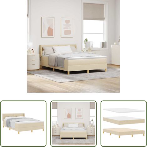 vidaXL Holzrahmen -  Boxspringbett mit Matratze Creme 190 x 140 cm Stoff (1/5)