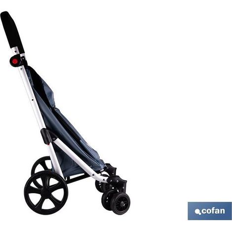 Chariot de courses pliable en aluminium gris, 53 l, 6 roues pivotantes, charge maximale de 15 kg (1/4)