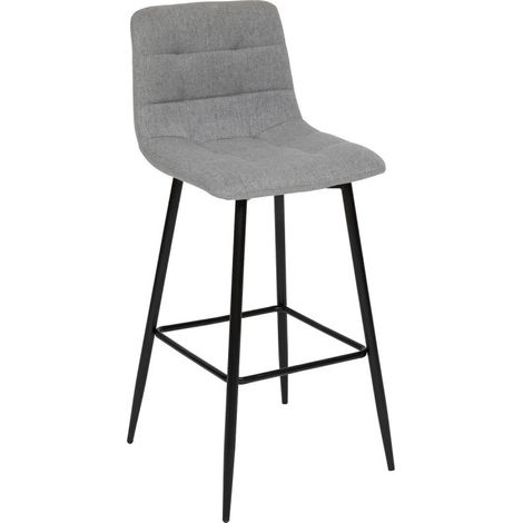 Tabouret de bar Sirac pieds métal tissu gris Atmosphera (1/4)