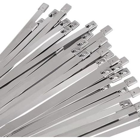 50 fascette stringicavo in acciaio inox, 500x10 mm, fascette stringicavo in acciaio inox, morsetti per cavi in acciaio, fascette metalliche per avvolgimento di tubi di scarico, cavi raggruppati, manut (1/5)