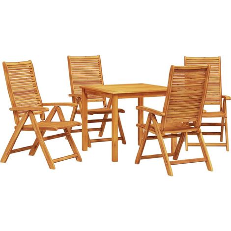 Garden Dining Set Folding 5 pcs Brown Solid Acacia Wood vidaXL