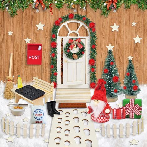 70 Miniatur Wichtel Weihnachten Set Wichteltür Zubehör Holz Deko Figuren (1/5)