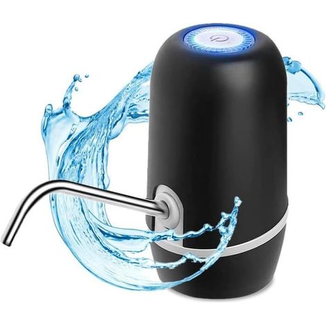 Distributeur d'eau en Bouteille -USB,1200mAh, Carafes et Bouteilles1.5L,5.7L,10L,11.3L,15L,18.9L,Noire (2 Adaptateurs 3.8 & 4.8cm) (1/5)