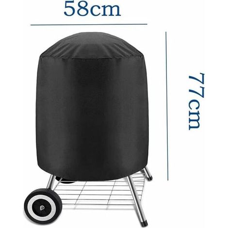 Wasserdichte Grillabdeckung - Runde Grillabdeckung, wasserdichte Grillabdeckung aus 420D Oxford-Gewebe - UV-Schutzabdeckung für Grills (58 × 77 cm) (1/4)