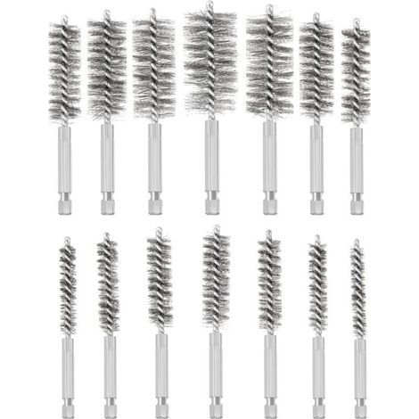 Brosse Metallique pour Perceuse, 14 Pièces Brosse de Trou en Acier Inoxydable, Différentes Tailles Brosse de Nettoyage en Acier Inoxydable