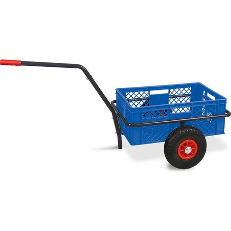 BRB Handwagen mit Kunststoffkorb H 240 mm, LxBxH 1250x640x660 mm, Tragkraft 200 kg (blau)