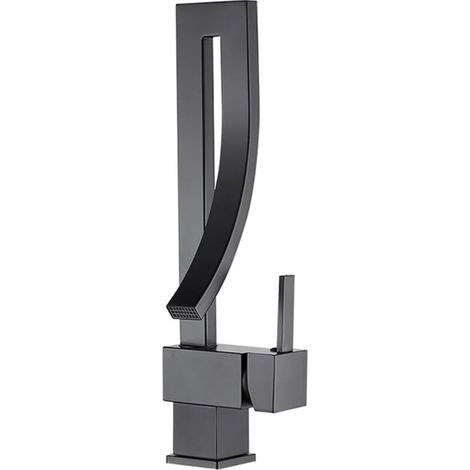 Robinet Mitigeur de Lavabo Moderne en Laiton Massif Noir - Monocommande, Robuste et Élégant (1/5)