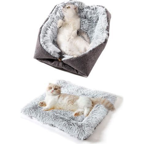 Lit d'automne et d'hiver à double usage pour chat, lit confortable pour chien et chat, peluche d'hiver de grande taille, animal de compagnie chiot chaton chaton à double usage (1/5)