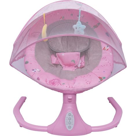 Berceuse électrique pour bébé rose Siège balançoire électrique pour bébé Hauteur réglable Berceuse électrique pour bébé d'intérieur avec 4 hauteurs de balancement Musique, Bluetooth (1/5)