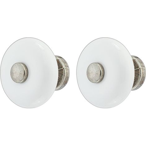 2x bouton de tiroir porcelaine céramique finition nickel 35 mm meuble vintage antique style porte poignée commode armoire maison avec vis (1/3)
