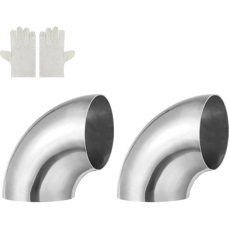Coude Inox 80mm OD à 90 Degrés avec Gants de Soudage, 18 GA/1.2mm Épaisseur Acier Inoxydable 304 Coude d'Évacuation à 90° pour Système d'Évacuation, Rampe d'Escalier CVC (1/5)