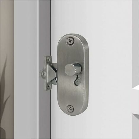 Serrure de porte coulissante à 90° à angle droit avec boucle de verrouillage de porte coulissante et verrou de porte de grange (1 paquet d'argent) (1/5)
