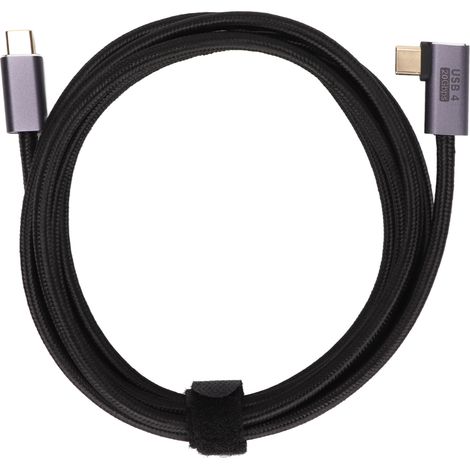 Câble USB-C Coudé - 100 W - Transmission Vidéo 8K 60 Hz - Nylon Tressé - Fiche Dorée - Pour Ordinateur Portable - 1 Pièce (1/5)