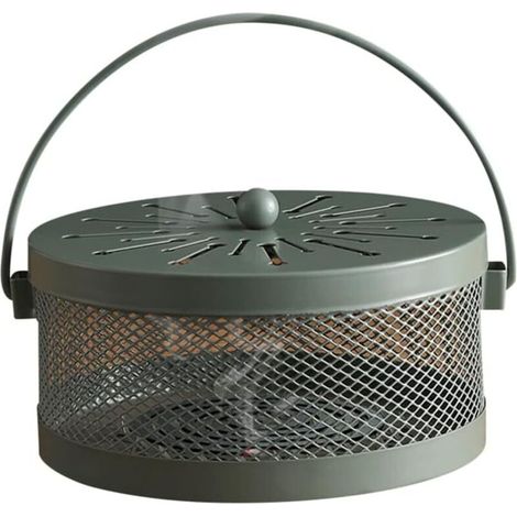 Porta incenso a spirale antizanzare, classico porta incenso a spirale antizanzare, porta incenso in metallo cavo con decorazione floreale, resistente al calore con manico e coperchio per casa e giardi