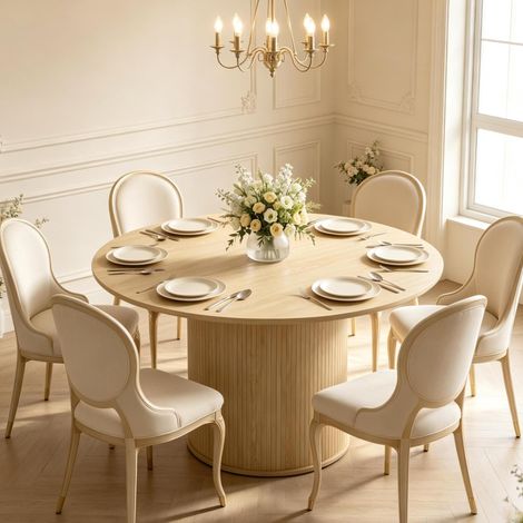 Tavolo da pranzo rotondo 120x75 cm in legno naturale salvaspazio FloraGrace (1/5)