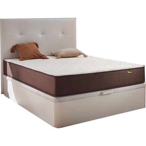 Pack Colchón + Cabecero + Canape Abatible Descansin 160x190 Blanco Maxima Comodidad Gran Almacenaje