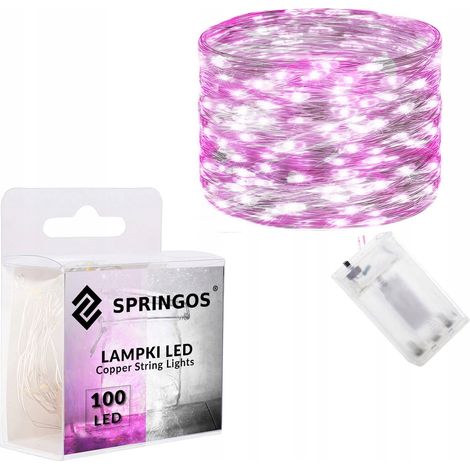 Luces Navideñas 100 Luces LED a Pilas Color Rosa y Blanco (1/5)