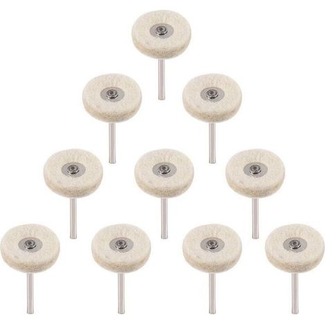 10Pcs Roue de polissage 25mm Laine Feutre Polissage Roues Foret Grinder Roues Brosses Outil Rotatif Avec Poignée (1/4)
