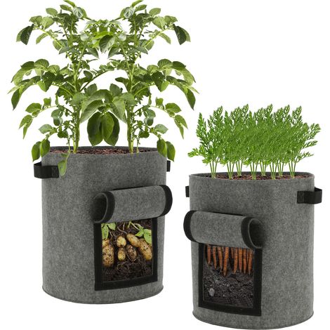 XXL Kartoffel Pflanzsack - 2er Set / je 70 Liter - Pflanzbeutel mit Griffen und Sichtfenster