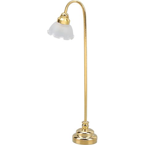 Lampe de sol miniature pour maison de poupée, magnifique lampe de sol dorée à motif floral, échelle 1/12. Meuble miniature pour la décoration de maison de poupée. (1/5)