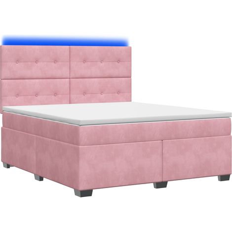 Maison Exclusive - Letto box spring con materasso Rosa 140 x 200 cm Velluto (1/5)