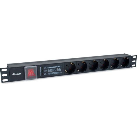 EQUIP 333317 DISTRIBUTEUR D'ALIMENTATION ALLEMAND AVEC 6 PRISES, PROTECTION CONTRE LES SURTENSIONS, FILTRE RÉSEAU INTÉGRÉ