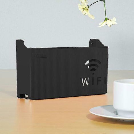 Aufbewahrungsbox für WLAN-Router, Wandhalterung aus ABS-Kunststoff, Kabelhalterung-Black