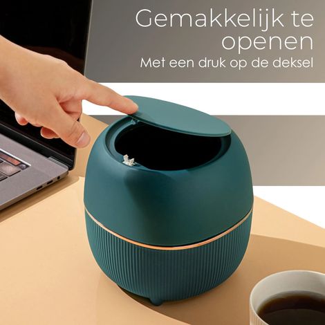 Petite poubelle de table verte avec couvercle mini poubelle design pour comptoir bureau salle de bain cuisine et table poubelle compacte pour déchets du quotidien (1/4)
