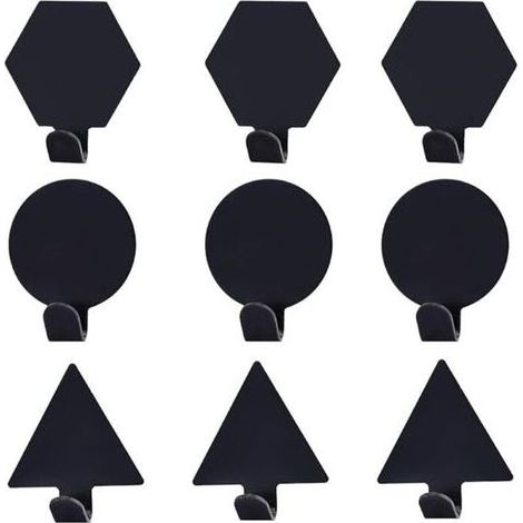Lntyq 9 Pièces Crochets Auto-Adhésifs,Crochet Adhésif Mural,Crochet Mural Crochet Adhésif Noir,pour Salle de Bain, Cuisine(Trois formes) (1/5)