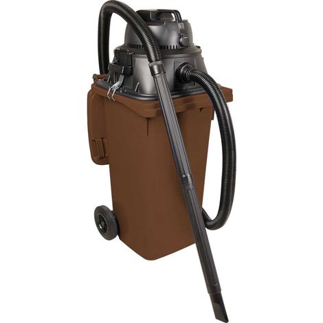 BRB Nass-/Trockensauger/Industriesauger 1100 Watt, mit 120 Liter Behälter (DIN Mülltonne) braun, inkl. zusätzl. Steckdosenanschluss (1/2)