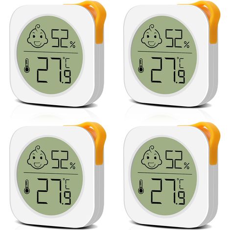 Hygromètre thermomètre intérieur mini LCD numérique hygromètre appareil de mesure de température pour salon chambre bureau chambre d'enfant etc. (4PCS) (1/5)