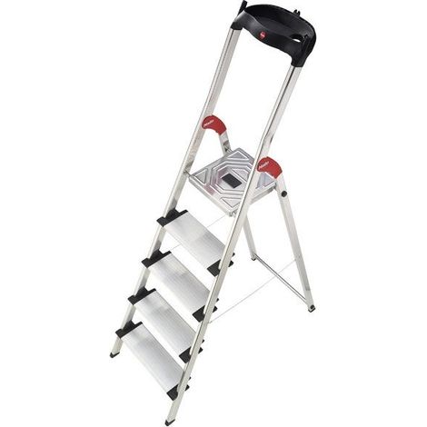 Hailo – Escabeau aluminium 5 marches – Hauteur de travail 2.76m – Charge 150kg – Dimensions plié 184x48x14cm – Norme EN 131