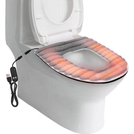 Beheizbarer Toilettensitzbezug, USB-betriebener Toilettensitzwärmer, 5 einstellbare Temperaturstufen und Timerfunktion (1/5)