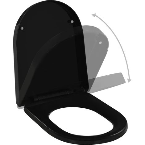 Sedile WC con chiusura ammortizzata tazza WC sedile WC bagno casa ristorante negozio hotel nero 020002913