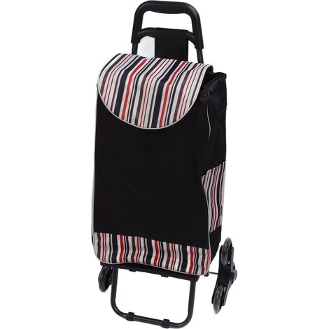 Chariot pliant transport manutention acier inoxydable capacité charge lourde diable valise sac pour déménagement courses voyage bureau noir bande (1/5)