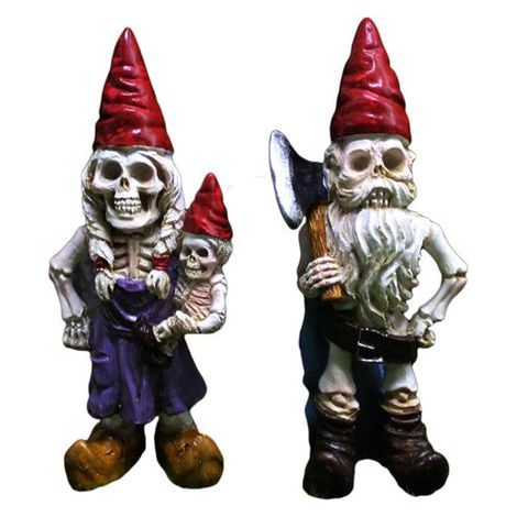 Squelette Couple Nain Ornements Jardin Résine Nain Ornements Tête Os Statue (Skeleton Dwarf1) (1/5)
