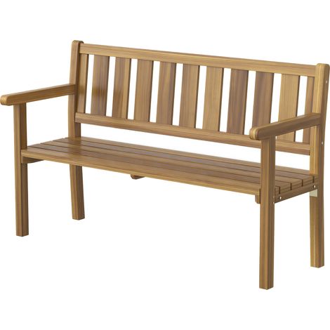 Panchina da Giardino da 2 Posti Legno di Abete a Doghe, 150x57x93 cm, Color Teak