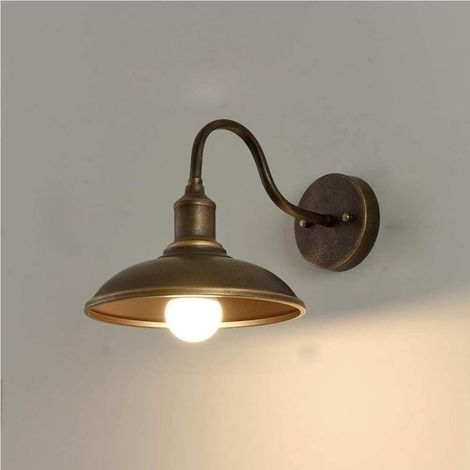 Applique murale extérieure style industriel rétro grange E27 en métal chromé pour chambre, salon, salle de bain, couloir (1/5)