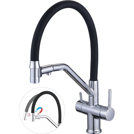 Cross-border 3-in-1 kitchen faucet with magnetic hot and cold water, universal rotating design, direct drinking water, and household vegetable washing basin - cross-shaped with magnetic electroplating