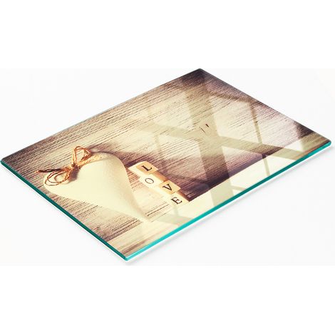 Pannello decorativo multifunzionale da cucina in vetro temperato con scritta "Love" 80x52 cm (1/5)